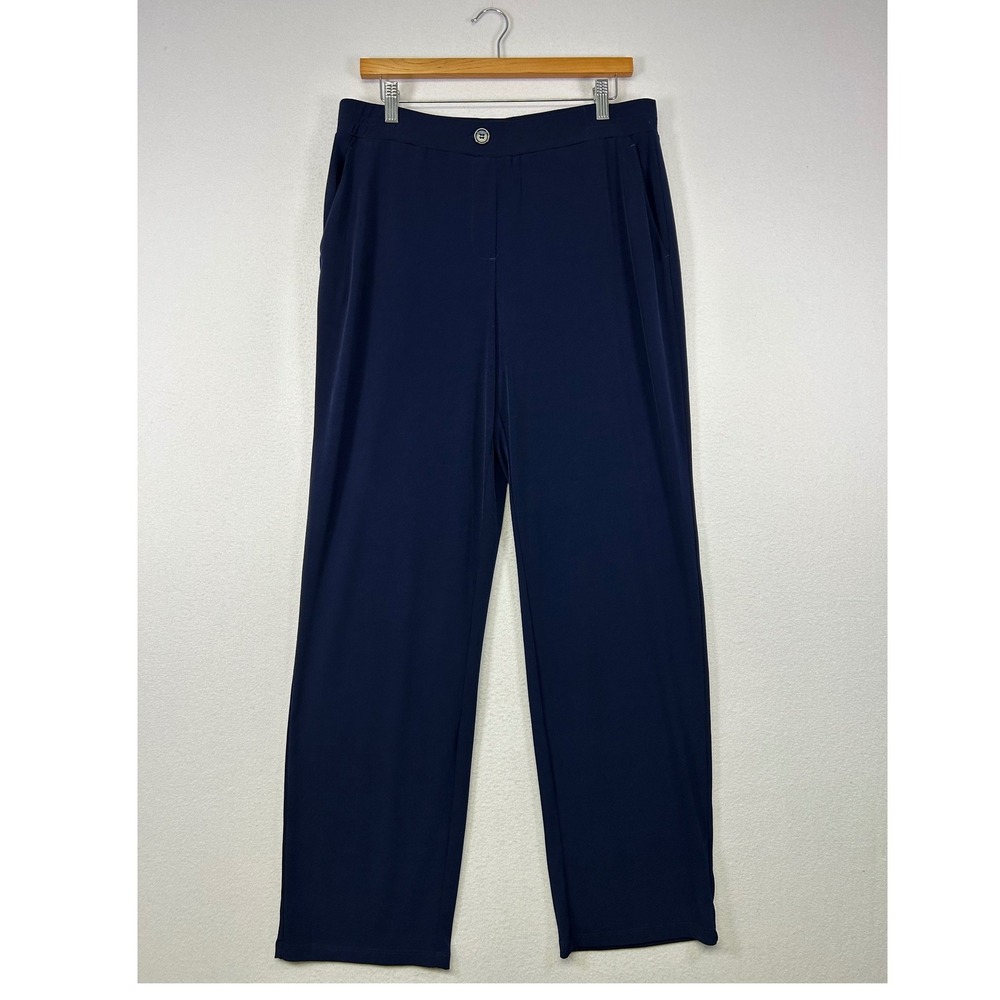 Officecore Susan Graver Womens Medium Navy Blue Straight Leg‎ Career Trousers